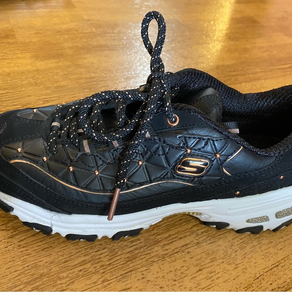 Skechers Black Sneakers with White Sole